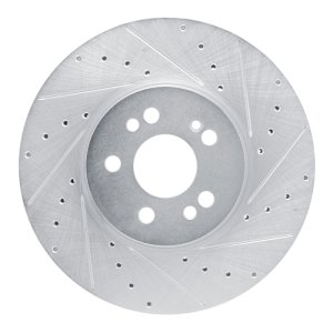 Mercedes-Benz GLE350 Brake Rotor (1) - Front Right - R1 Concepts - Drilled & Slotted - Silver - `20-`23